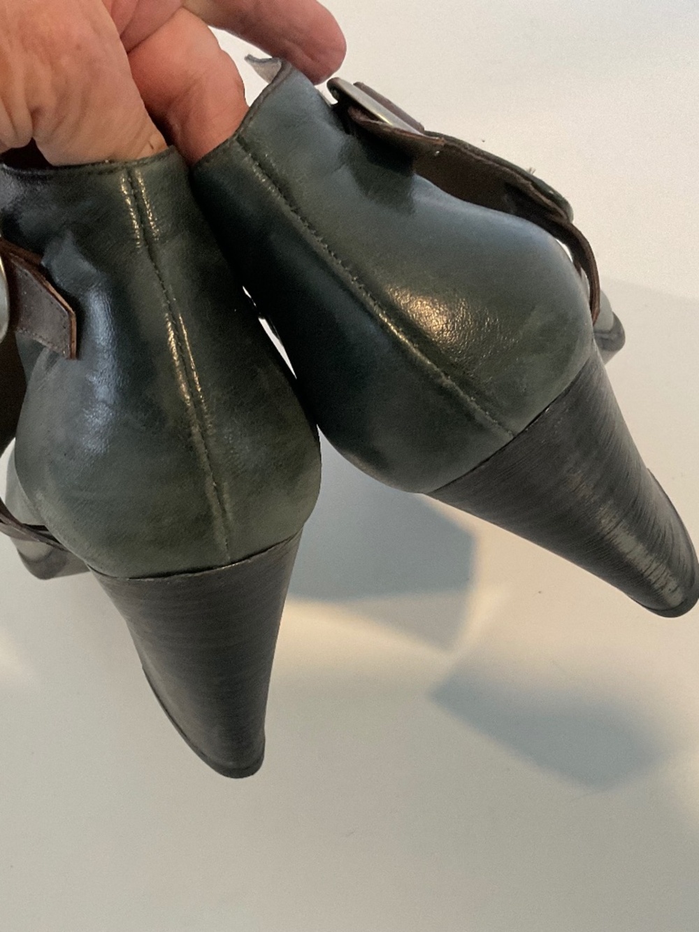 MIZ MOOZ Heeled Booties Leather Dark Green Size 8 - Picture 9 of 11